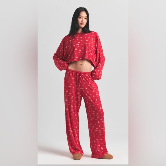 SKIMS Other - SKIMS Vibrant Soft Modal Blend Red Pajama Set